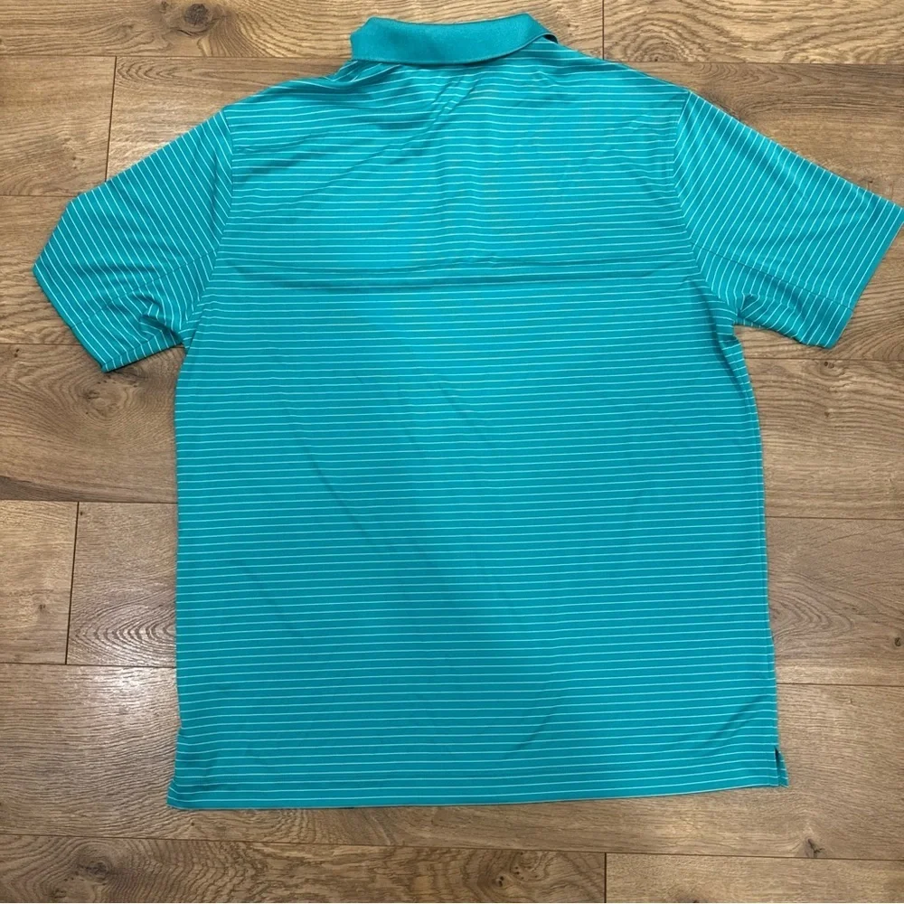 Nike Golf Tour Preformance Polo Shirt Mens Sz L Teal Stripe Dri-Fit Short Sleeve